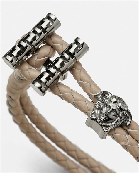 versace medusa bangle|Versace Medusa braided leather bracelet.